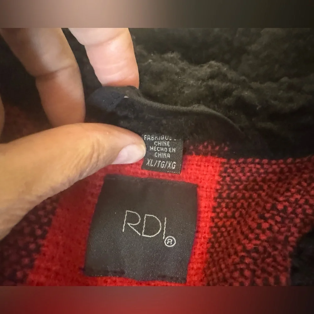 RDI Flannel Coat - Fleece Bonded Sherpa Coat Pockets Fall buffalo plaid - Picture 3 of 10